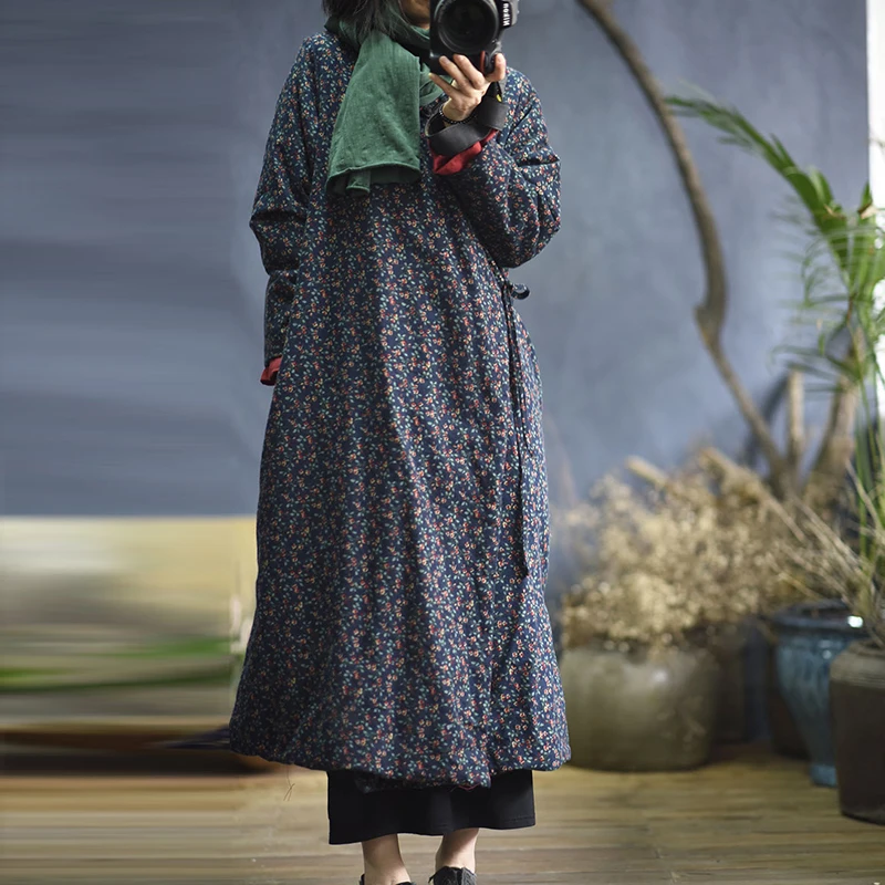 Женские винтажные хлопковые парки Johnature длинные пальто свободного кроя с простым