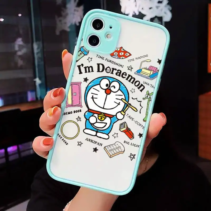 

Doraemon Cartoon robot Phone Cases matte transparent For iphone 7 8 11 12 plus mini x xs xr pro max cover