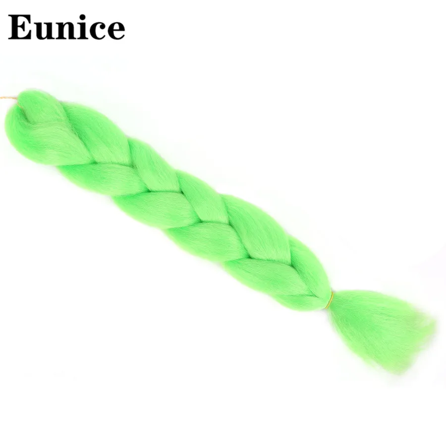 Light green 24 дюйма, 100 г, светящиеся большие синтетические косы, блестящие волосы в темноте, мягкие плетеные волосы для наращивания, рождественский подарок, волосы Юнис - Цвет: Light green
