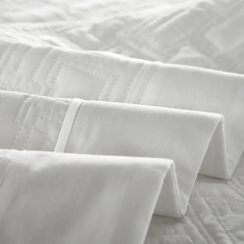 Solid color Nordic 100%cotton bedspreads Mattress topper embroidered quilted bed cover set of three plain bedspread luxury quil | Дом и сад