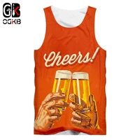 ogkb new arrival womenmens funny print cheers beer 3d tank top unisex hiphop streetwear punk style sleeveless tee shirts 5xl