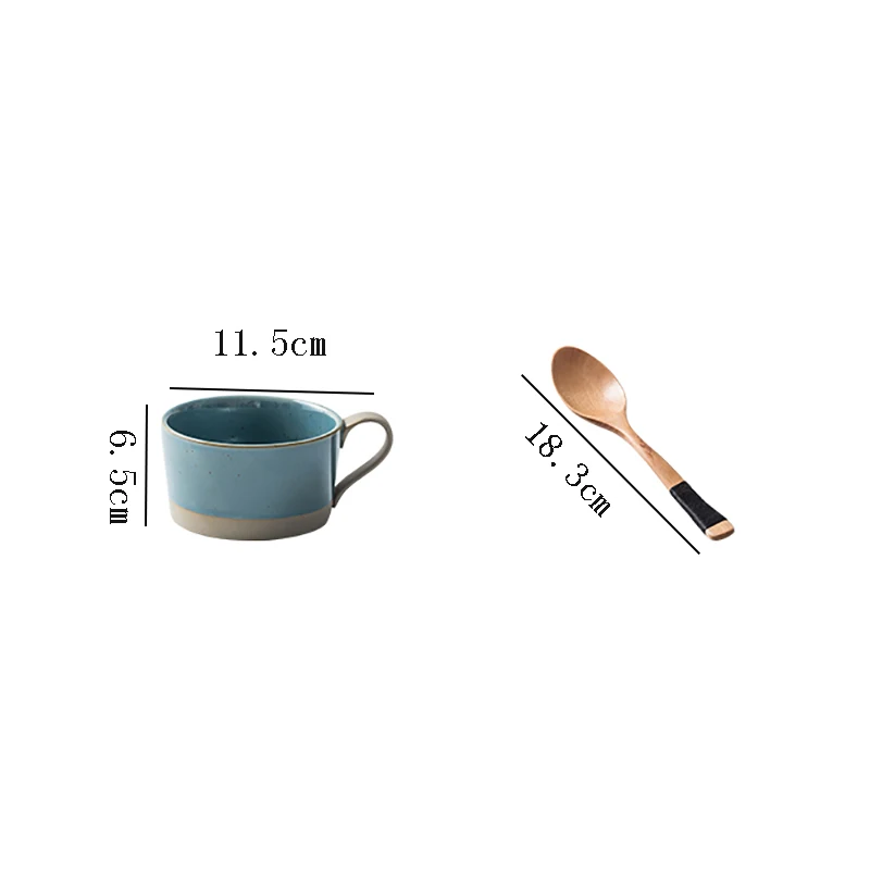 Japanese Art Stoneware Large Coffee Mug with Lid Spoon Modern Home Ceramic Breakfast Cereal Cup Afternoon Tea Flower Cupgift | Дом и сад