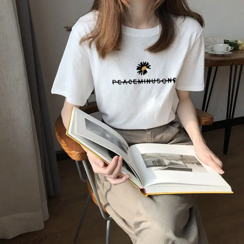 Футболка в Корейском стиле harajuku Kwaii женские блузки Короткие повседневные с