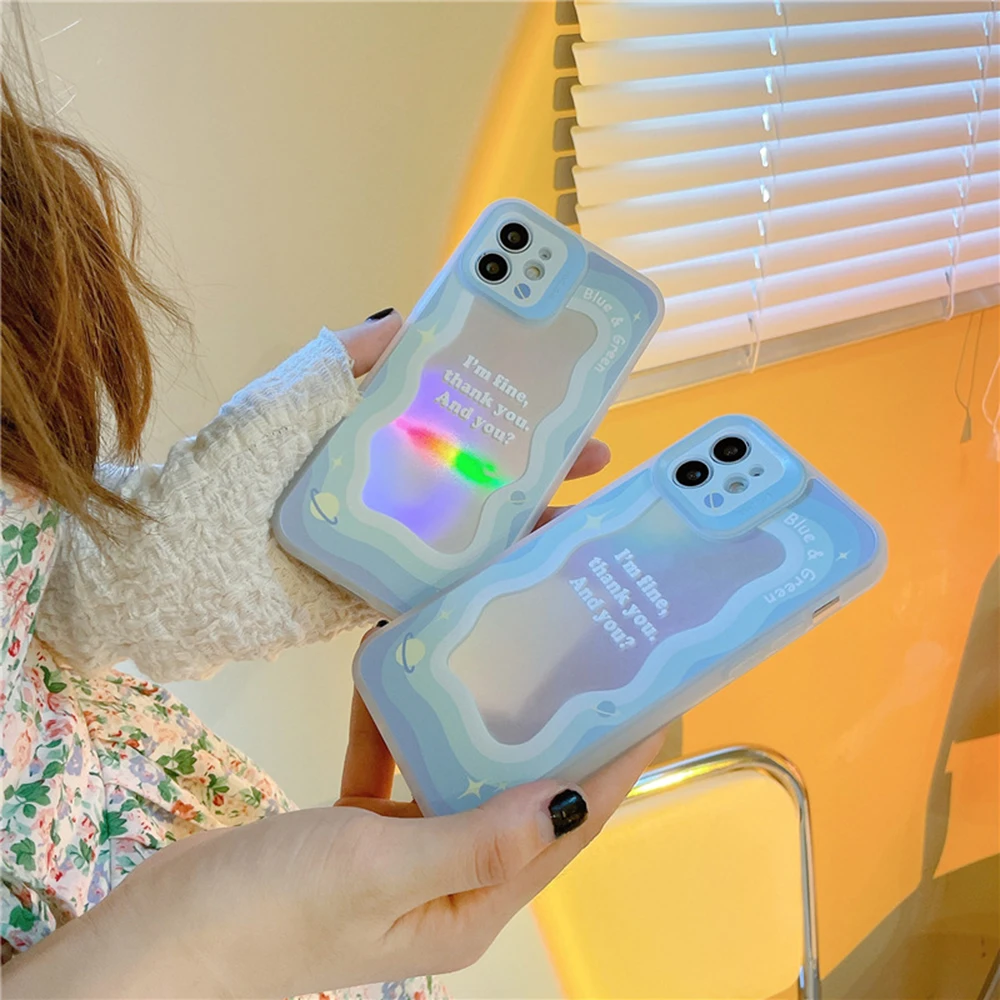 

For Girls Fashion Laser phone case for iphone 7 8 Plus X Xs Max for Apple phone XR 11 12 13 MINI Pro Max hard soft fundas 2021