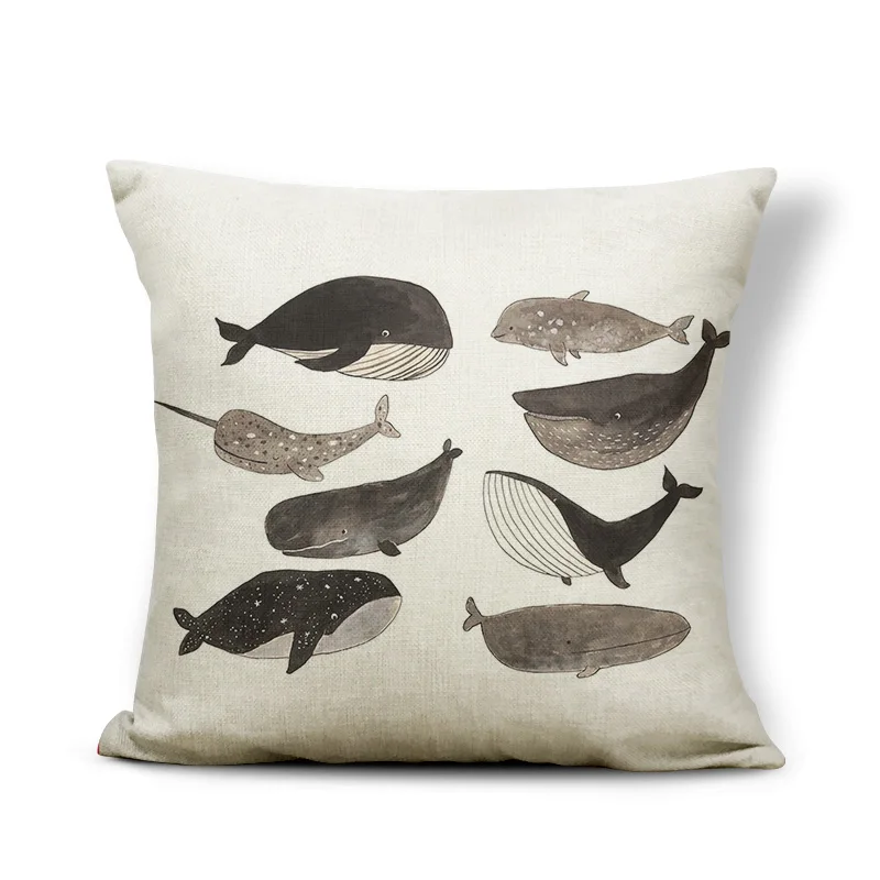 Простая океанская животная Подушка КИТ Осьминог череп наволочка с мультяшным