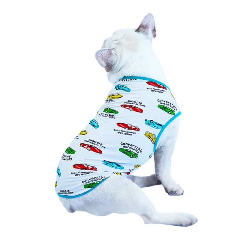 Летний крутой костюм для собак эластичный хлопковый жилет с милыми рисунками