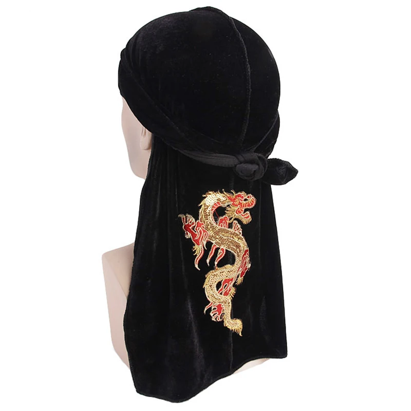 Unisex Silky Durag Bandana Hat hip hop headwrap Bandanas Doo DU-RAG Long Tail velvet |