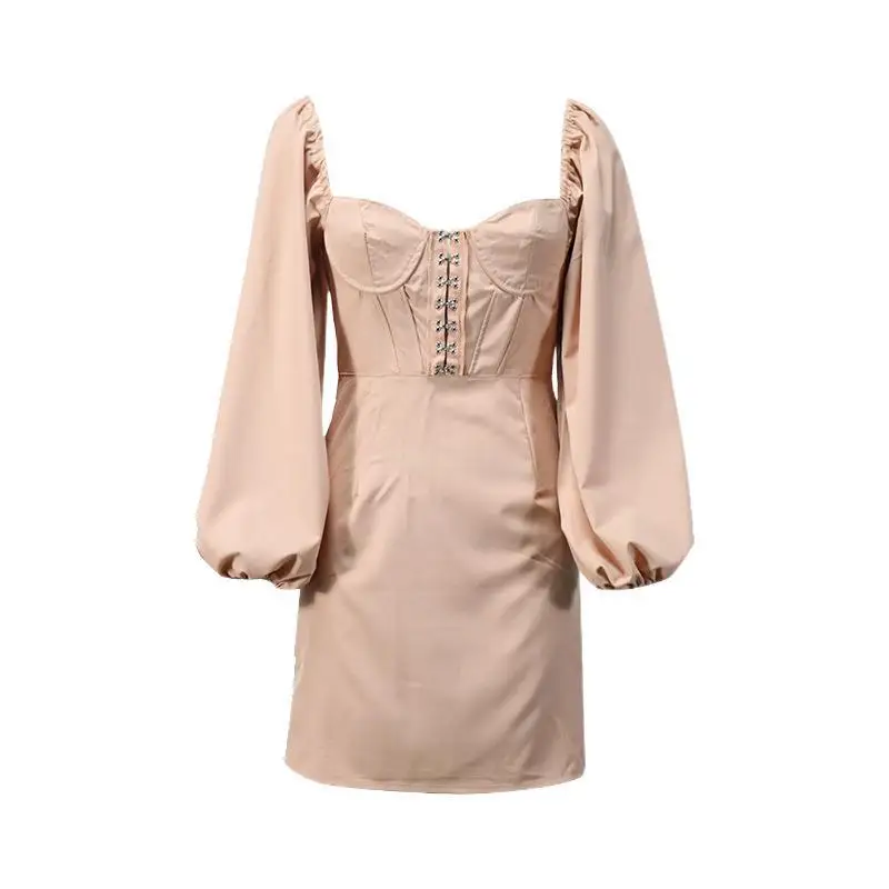 

2021 new women's sexy dress chiffon long-sleeved tube top dress women casual commuter bag hip skirt women