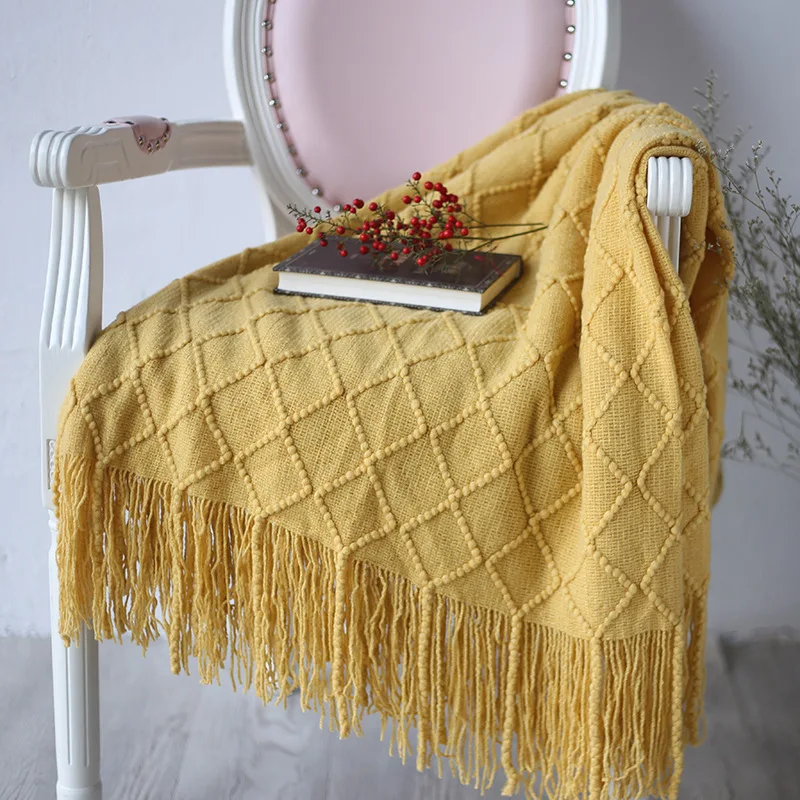 

Plaid for Lounger Travel Comforter Soft Warm Knitted Bedspread Picnic Blanket