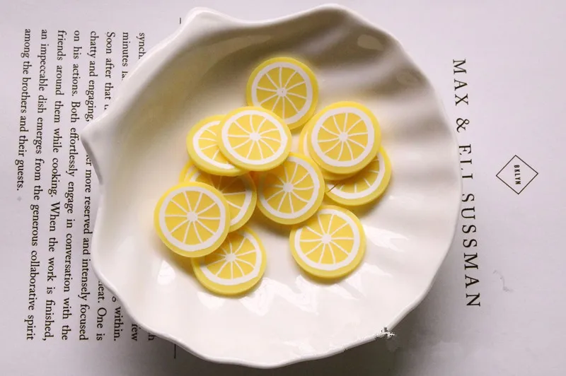 lemon 20 шт Лизуны в виде фруктов ломтик для слизи DIY декоративные шпильки для волос - Цвет: lemon
