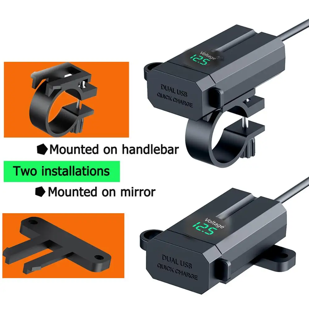 Водонепроницаемое мотоциклетное Зарядное устройство USB 3 1 а/5 В с вольтметром и