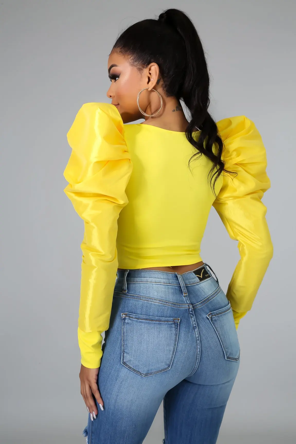 

Elegant Basic Puff Sleeve Women Tops Spring Fall Solid O-neck Club Party Shirts for Women 2021 Vintage Women Clothing