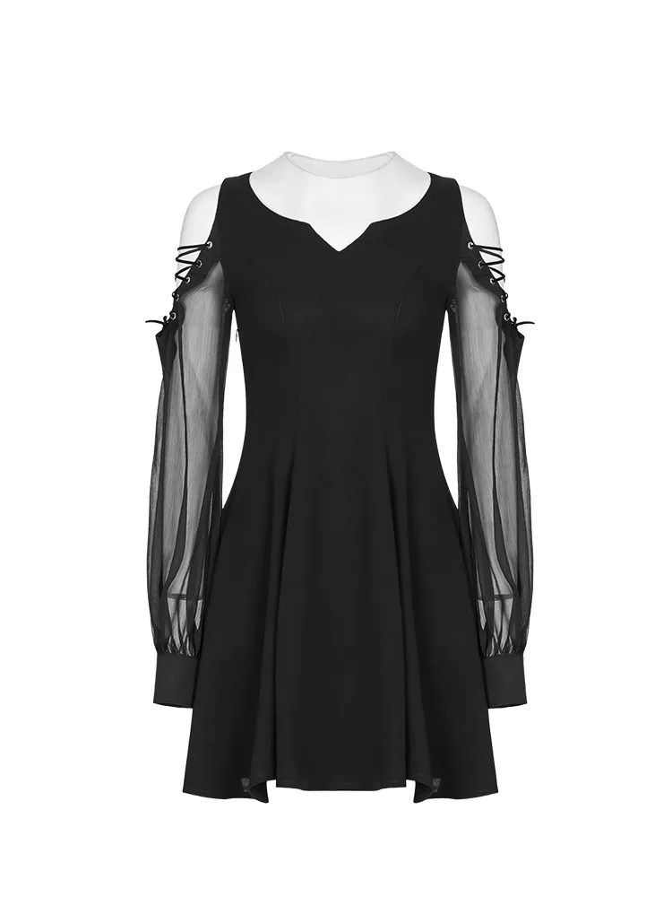 Женское Сетчатое шифоновое платье PUNKRAVE летнее в стиле панк с темным поясом и