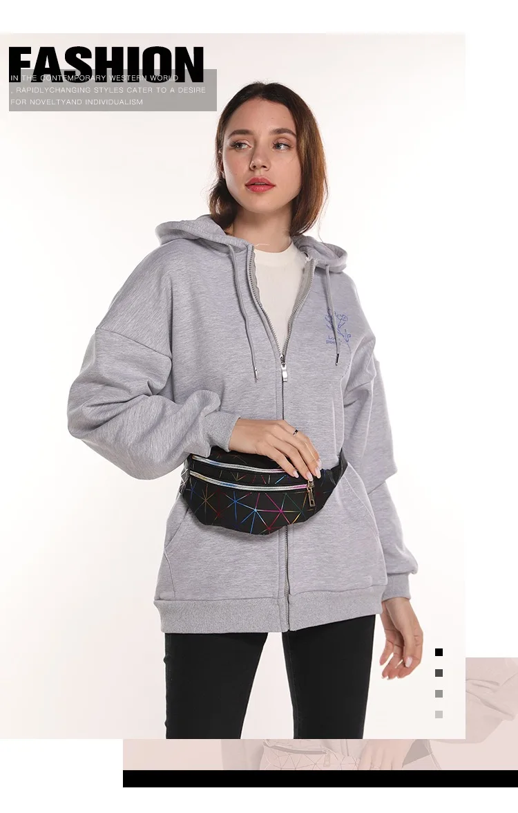 

Holographic Waist Bags Women Pink Silver Fanny Pack Female Belt Bag Black Geometric Waist Packs Laser Chest Phone Pouch