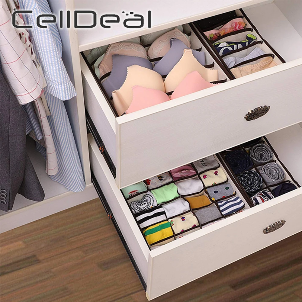 

Multi-size Foldable Storage Boxes Underwear Closet Drawer Divider Lidded Closet Organizer Storage Box For Ties Socks Bra Bedroom