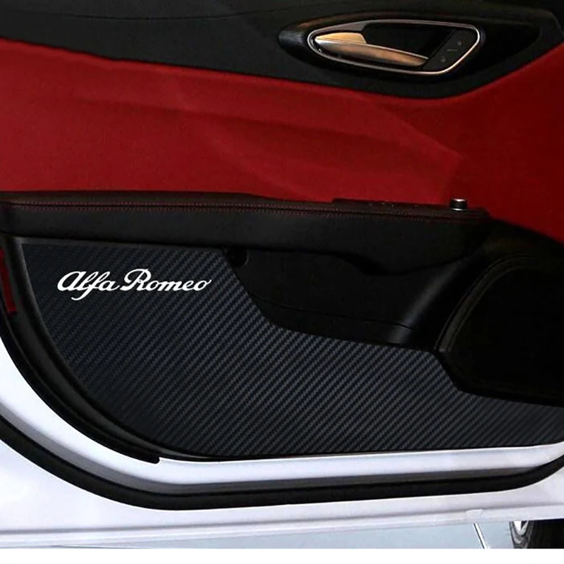 

Carbon Fiber Pattern Door Anti-kick Protection Pad Door Stickers for Alfa Romeo Giulia Stelvio Car Interior Accessories