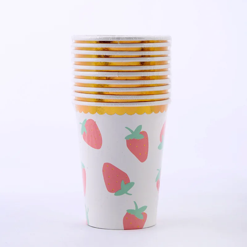 10 шт./упак. с милым клубничным принтом на день рождения Свадебная вечеринка