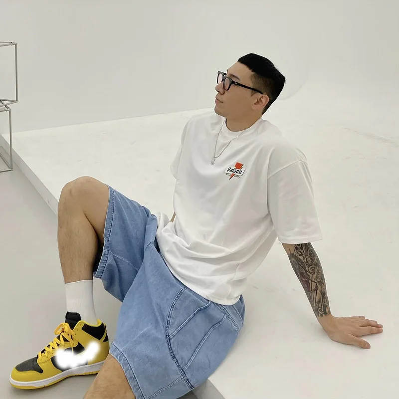 2021 Korean Version Of The Summer New High Street Trend Washed Denim Shorts Casual Sports Loose Five-Point Pants