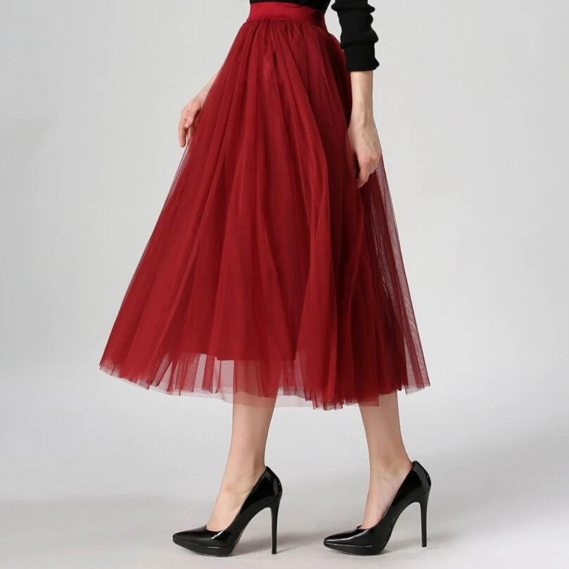 Юбка пачка с высокой талией для взрослых длинная юбка из тюля женский сетчатый