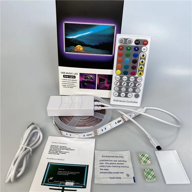

LED TV Backlight 3M LED Strip Light for 40-60 Inch TV Music Sync USB Powered LED Strip Lighting Kit with Remote