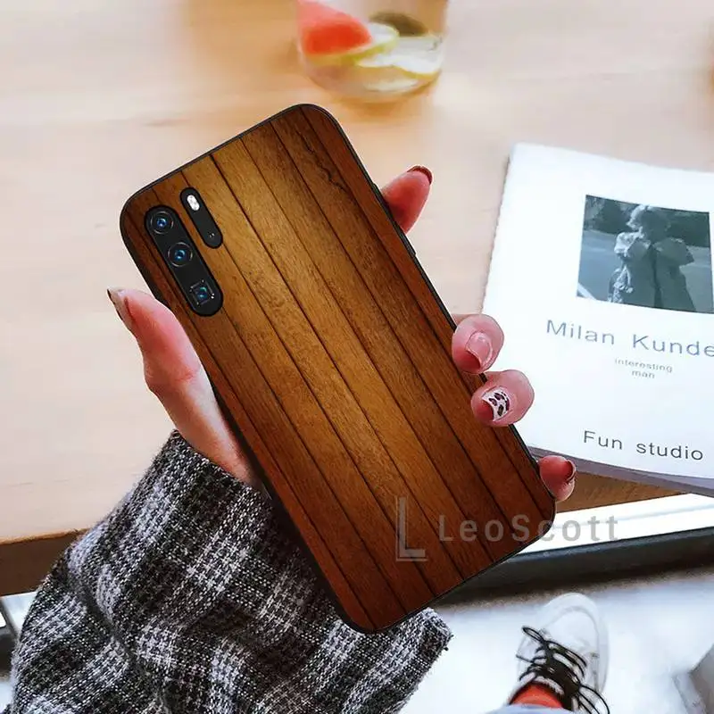 

wood texture Phone Case black For Huawei honor Mate mate P 10 9X 10i 20 30 40 y7 lite pro p smart 2019