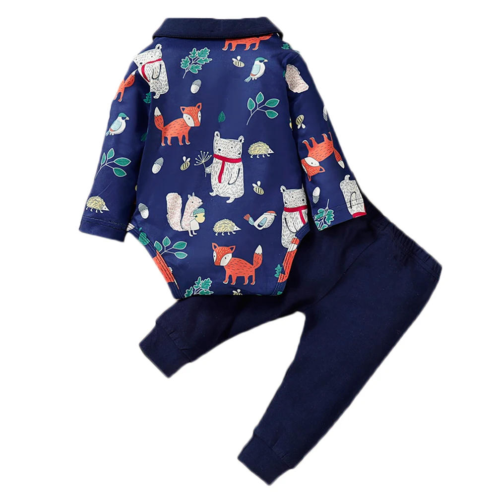 Одежда для новорожденных мальчиков 2 предмета рубашка с принтом животных боди и