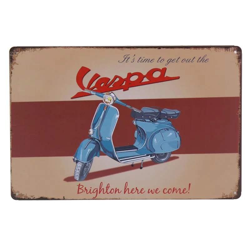 30X20 см винтажная Ретро металлическая жестяная вывеска Vespa мотор жестяная автобусная табличка для бара украшение для бара домашний декор для гаража H31