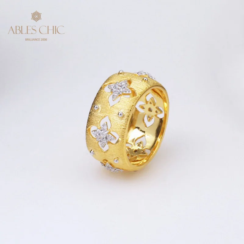 

Renaissance 18K Gold Tone Clover Celtic Rings Zircon Flower 925 Silver Bridal Wedding Band Ring Premium Vintage Fine Jewelry