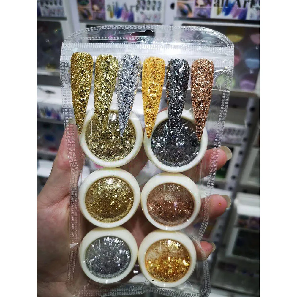 6 бутылок/набор блестки для ногтей|Блестки ногтей| |