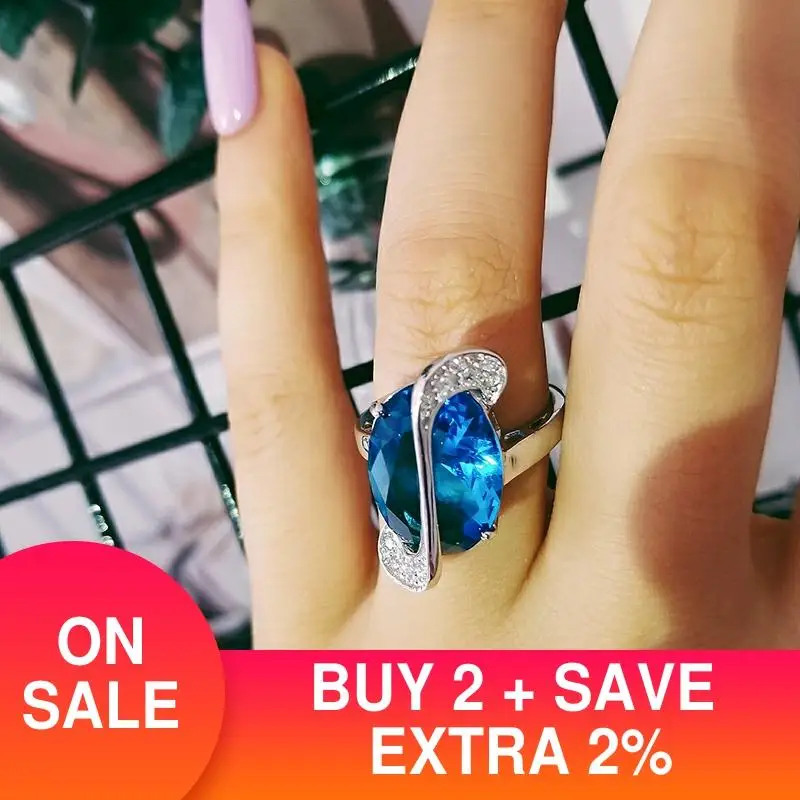 Твердые Настоящее 925 Серебро Многоцветный синий мужское обручальное кольцо для