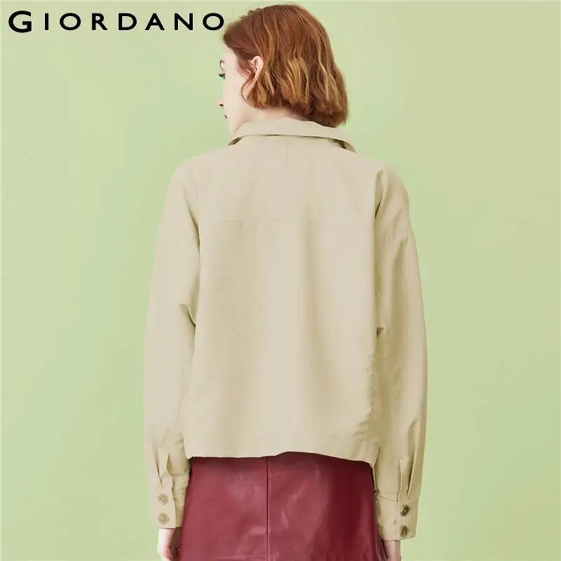 Куртка Giordano Женская Легкая однотонная с отложным воротником Прочная