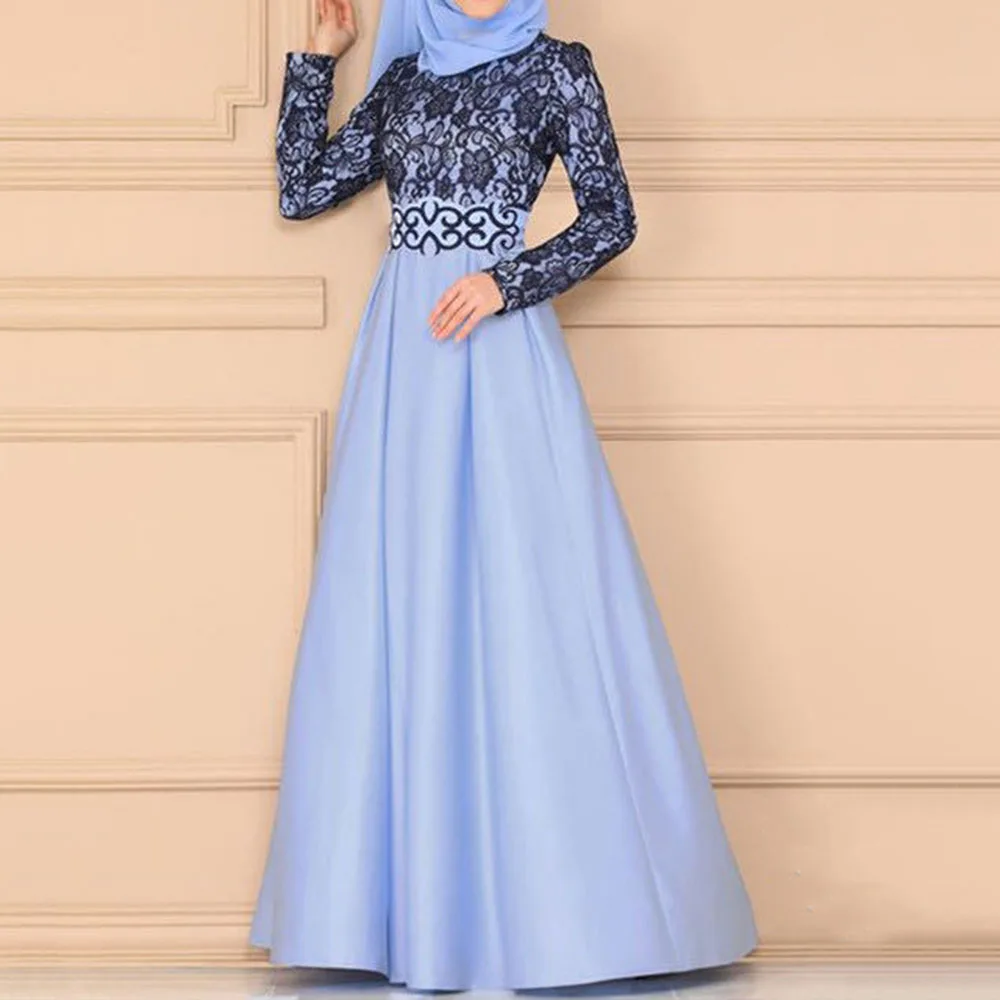 Женское длинное платье Кафтан большого размера мусульманское макси с кружевной