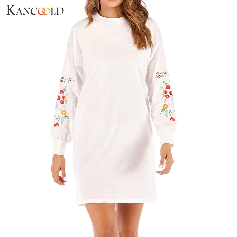 Осень-зима 2019 женские платья KANCOOLD Повседневное платье-свитшот с длинным рукавом