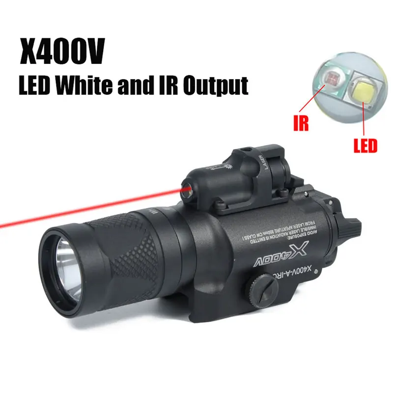 

Тактический фонарь X400V IR, красный лазер, Страйкбольное Оружие, вспысветильник, фонарь для пистолета, лампа Glock, фонарь, светильник ничий свет