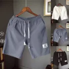 Шорты мужские льняные свободного покроя, модные пляжные короткие шорты с завязкой, с ремнем, большие размеры, лето 2021