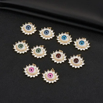 

Fashion Charm Luck Turkey Blue Evil Eye Blue Rhinestone Eye Pendant for Bracelet Necklace For Women Silver Color