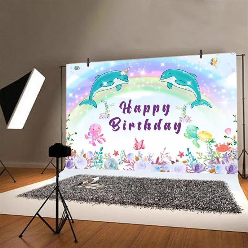 Фон для фотосъемки с дельфином морем акулой мальчиками и девочками вечеринка в