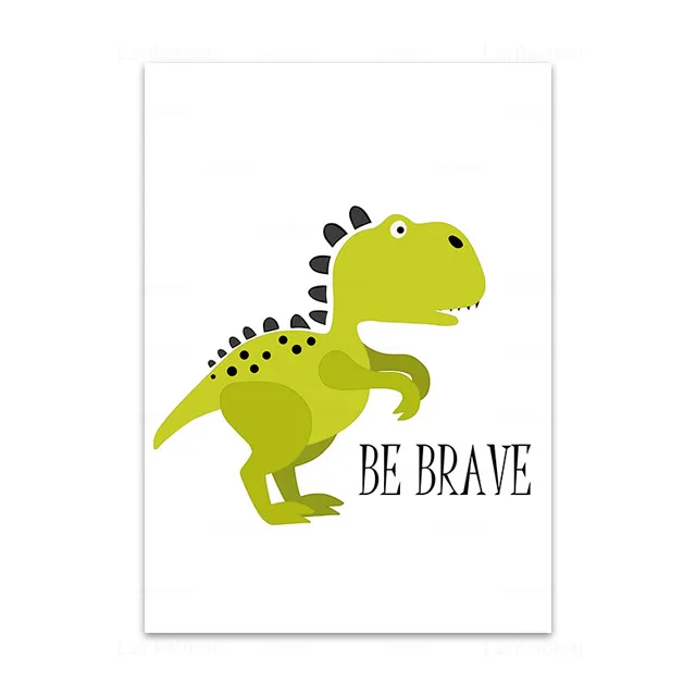 Динозавр животных печати пользовательское имя Wall Art Холст плакат для детской