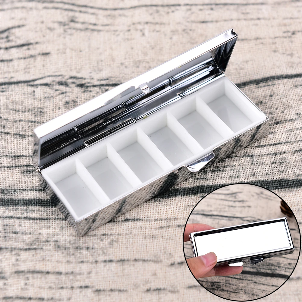 

1pcs 85*35*15mm Travel Essential Pill Splitters 6 Grid Folding pill case container for Medicines Organizer Pill box