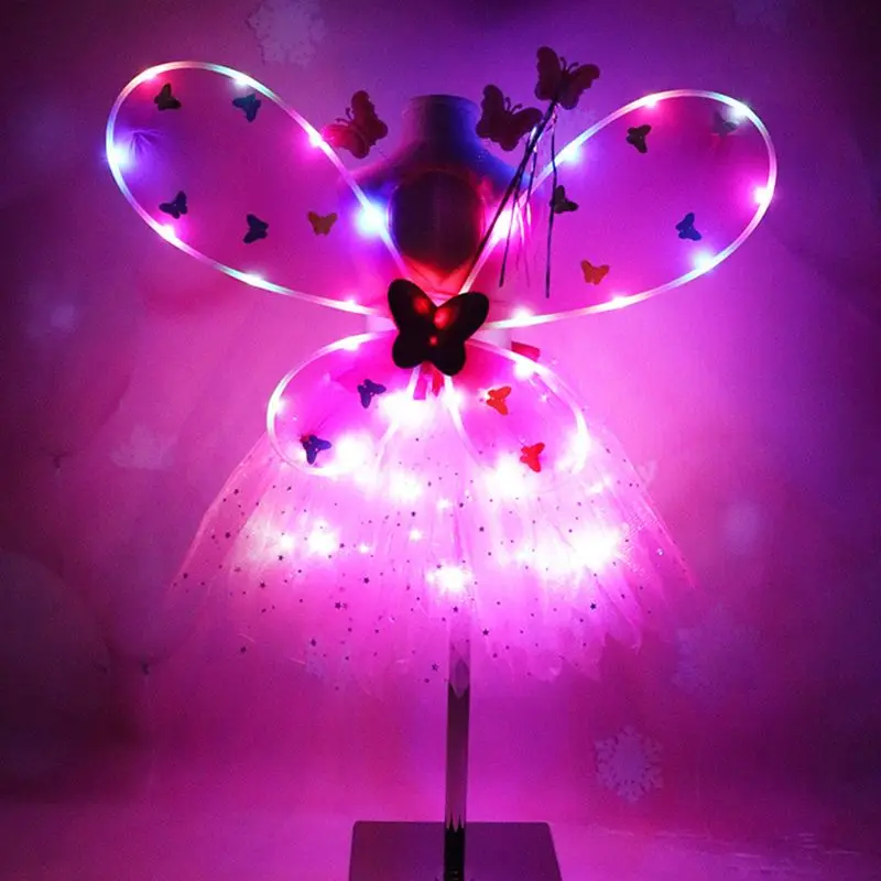 

4 Pcs/set New Flashing Tutu Skirt Pettiskirt Glow Headband Fairy Stick Set Women Girls Role-playing Props