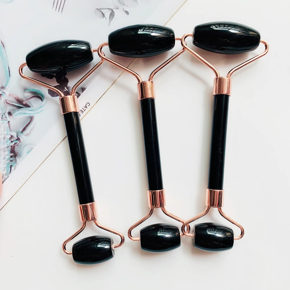 Омолаживающий натуральный нефритовый ролик для лица драгоценный камень черный