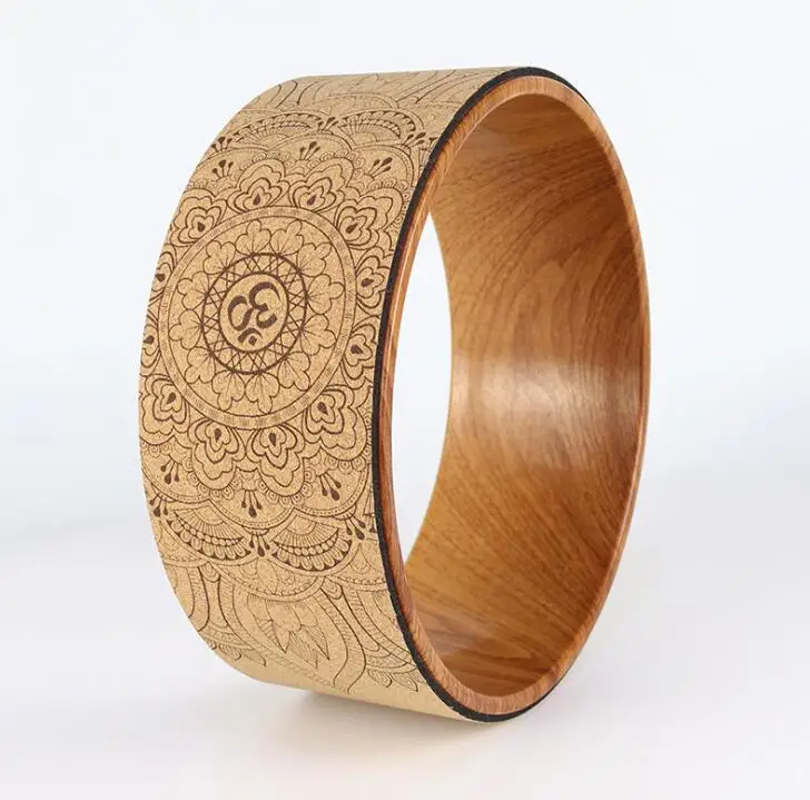

Mandala Pattern Yoga Wheel Natural Cork Yoga Auxiliary Wheel Massage Wheel Back Bend Artifact Pilates Yoga Circle