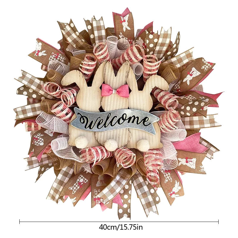 

Happy Easter Rabbit Wreath Decor Welcome Sign For Front Door Easter Party Decoration