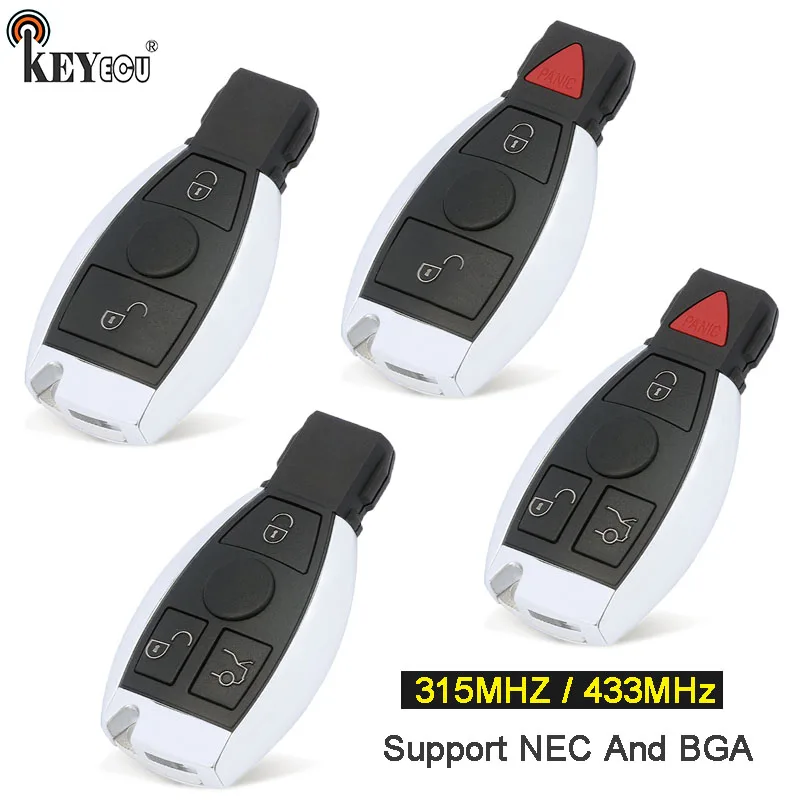 

KEYECU 315 / 433MHz Smart 2 3 4 Button Remote Key Fob for Mercedes Benz Support NEC And BGA 2000+ Year 705 Moto