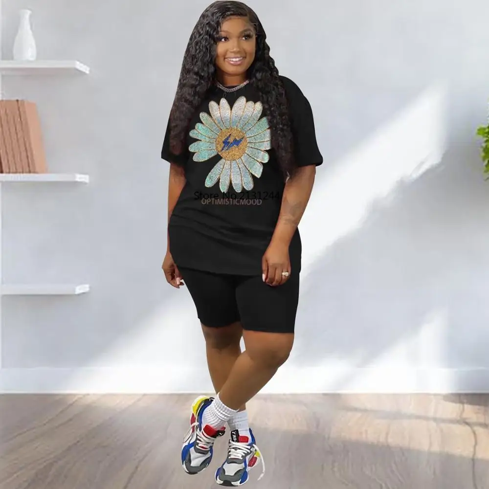 Лето 2020 Новый горячий сверлильный короткий рукав повседневный костюм Женская