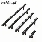 Ручка из нержавеющей стали дверца кухонного шкафа Т-образная, матовая, черная, 2-12 дюймов