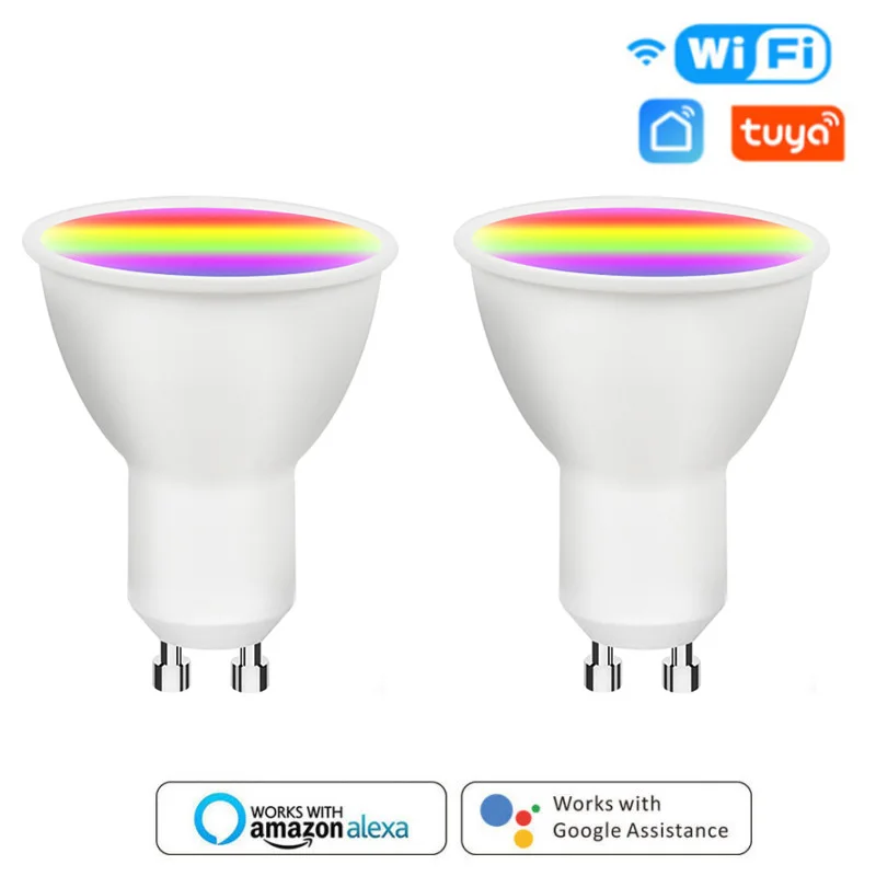 

Умная лампа Tuya WiFi GU10, 7 Вт, 9 Вт, RGB + CW, светодиодная лампа с голосовым управлением, функция прожектора, работает с Alexa Google Home Echo