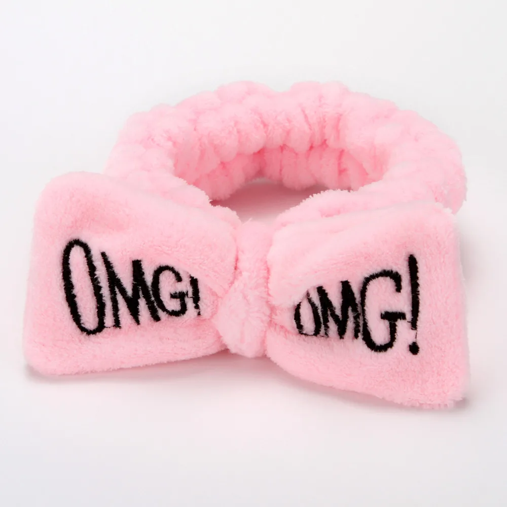 pink OMG буквы Женская Бабочка бант модная повязка для волос мытье лица головная повязка Головные уборы для девочек повязки для волос коралловый флис аксессуары для волос - Цвет: pink