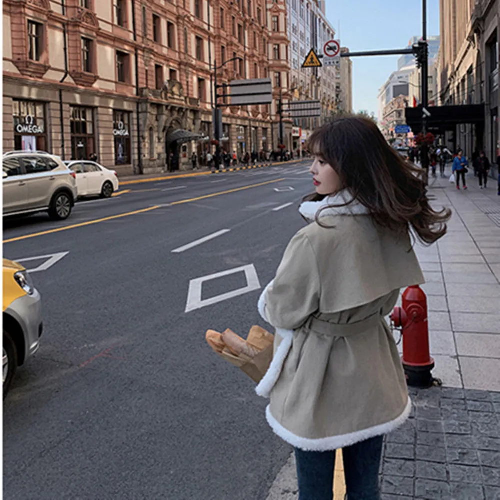 Женская куртка и пальто зимнее модное из искусственного меха ягненка теплая