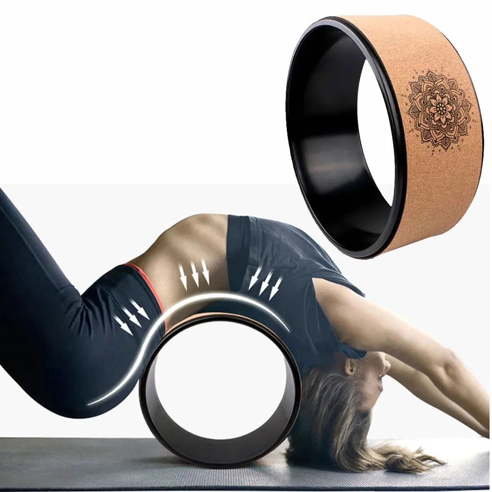 

Natural Cork Yoga Wheel Back Training Yoga Ring Pilates With Buddha Lotus TPE Yoga Circles Gym Professional Fitness Equipment